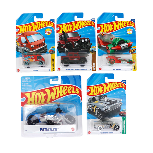 Set of 5 Hot wheels [HW 416] - Kei Swap, '15 Land Rover Defender Double Cab, '62 Corvette Gasser, Hot Wheengs, Ferenzo