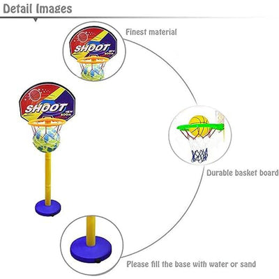 Shoot Basket Ball kit (1 basketball, 5 adjustable pipe, 1 basketball net, 1 round base stand , 1 Air Nozzle)