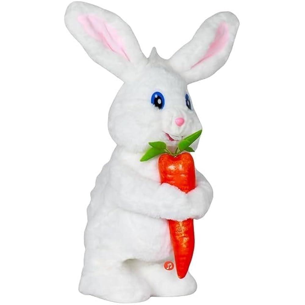 Interactive Rabbit Plush Toy with Carrot | Musical Battery-Operated Soft Toy