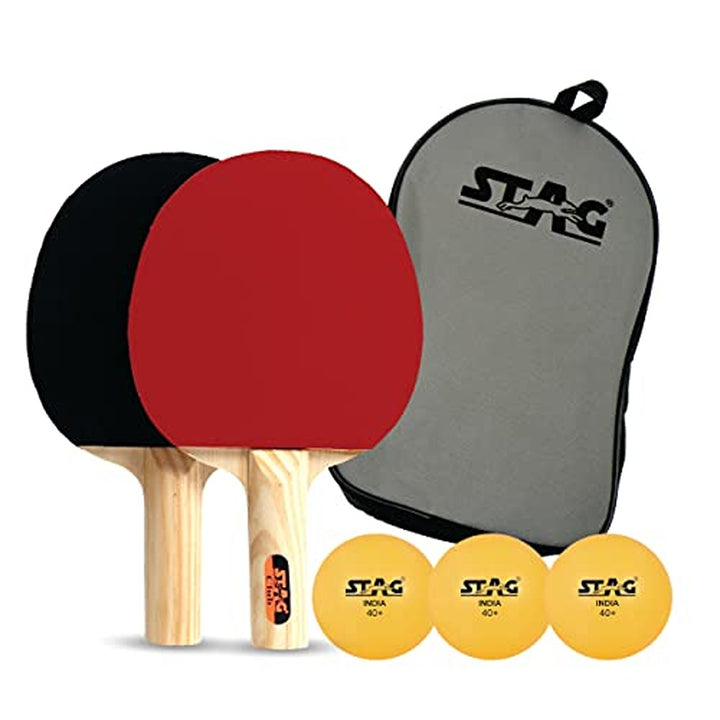 STAG ICONIC Club Professional Table Tennis Playset, 2 Racquets & 3 Balls (Orange)