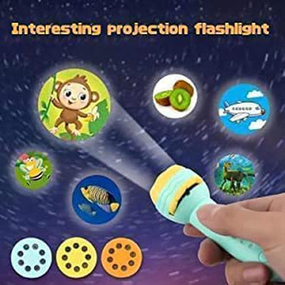 3 Slide Projector Flashlight Torch with 24 Patterns Including ABCD Alphabets, Animals and Fruits Slides