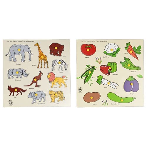 Kingsize Identification Tray Wild Animals with Knobs, Multi Color