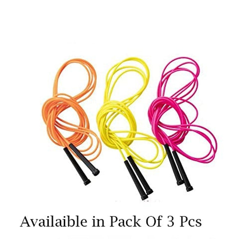 Fitfix Skipping Jump Rope (7 Feets) | Licorice Speed Jump Rope for 7 Years to Grown Ups (Pack of 3 Ropes) - Assorted Colors