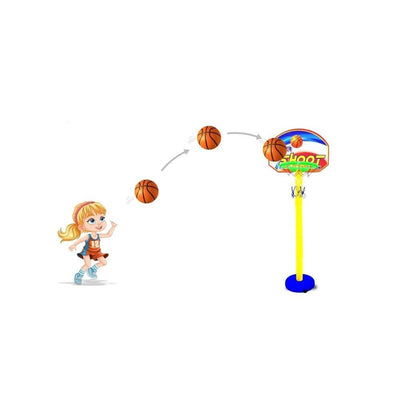 Shoot Basket Ball kit (1 basketball, 5 adjustable pipe, 1 basketball net, 1 round base stand , 1 Air Nozzle)