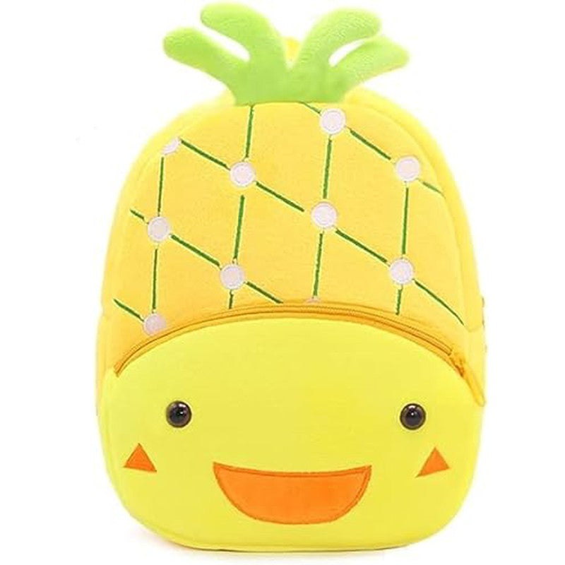 Premium Quality Soft Design Multicolor Pineapple Shape School Bag for Kids - 14 Inches