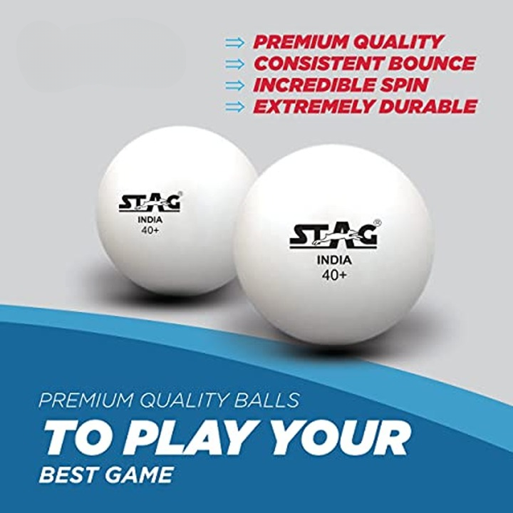 STAG ICONIC Club Professional Table Tennis Playset, 2 Racquets & 3 Balls (White)