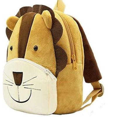 Premium Quality Soft Design Brown Lion Shape School Bag for Kids - 14 Inches