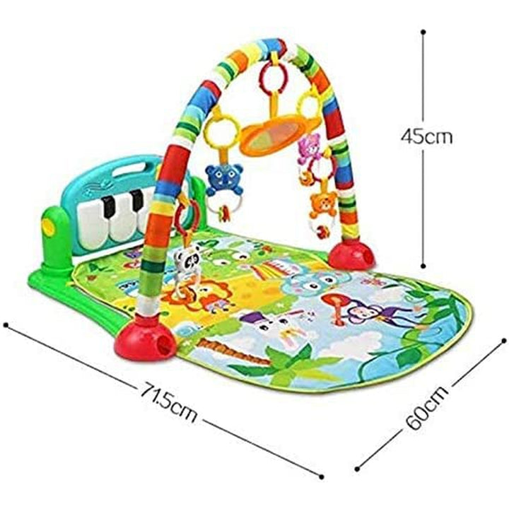 Baby Play Mat Gym & Fitness Rack with Hanging Rattles Lights & Musical Keyboard - Forest Theme