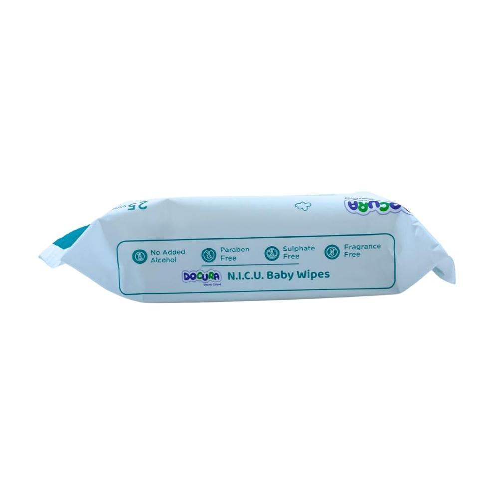 Docura N.I.C.U. Baby Wipes - 25 Wipes | Gentle Protection for the Most Sensitive Skin with 0.25% Chlorhexidine