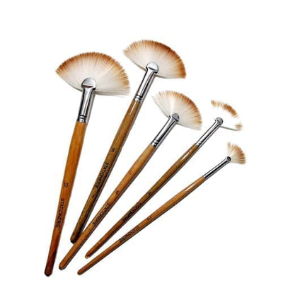 Signature Handcrafted Fan Brush | Set of 5 (2 4 6 8 10) | Suitable for Mixmedia