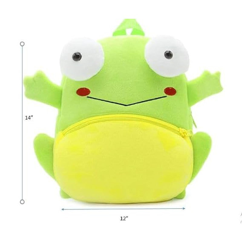 Premium Quality Soft Design Neon Yellow Frog Shape School Bag for Kids - 14 Inches