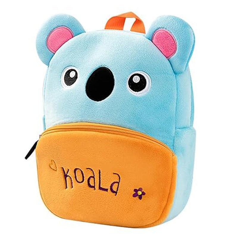 Premium Quality Soft Design Blue Brown Koala Shape School Bag for Kids - 14 Inches