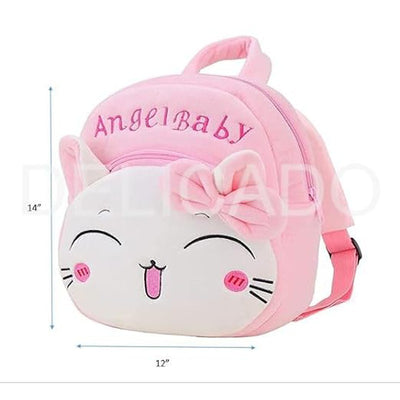 Premium Quality Soft Design Pink Angel Baby School Bag for Kids - 14 Inches