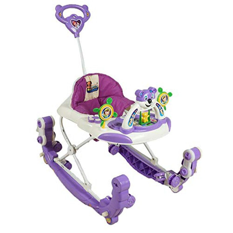 Baby Musical Rocker Cum Walker - Foldable & Height Adjustable (Purple & White)