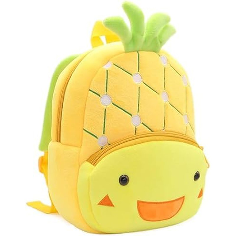 Premium Quality Soft Design Multicolor Pineapple Shape School Bag for Kids - 14 Inches