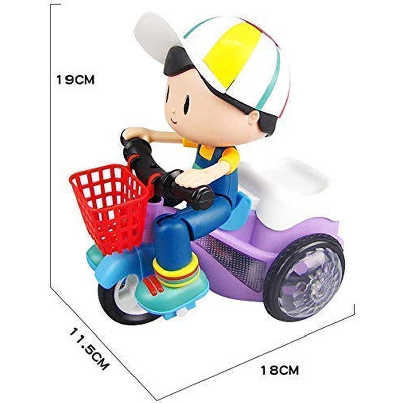 Battery Operated 360° Stunt Tricycle with Musical, 4D Flashing Light and Rotation Toy (Purple)