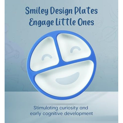 Joyful Beginnings Adorable Suction Plate with Anti Dust Cover for Babies | Baby-Led Weaning Must Have (Light Blue)