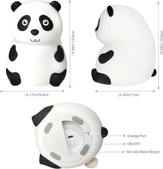 Panda Touch Lamp for Kids | Rechargeable Silicone Night Light with Scarf | Color Changing LED Bedside Lamp