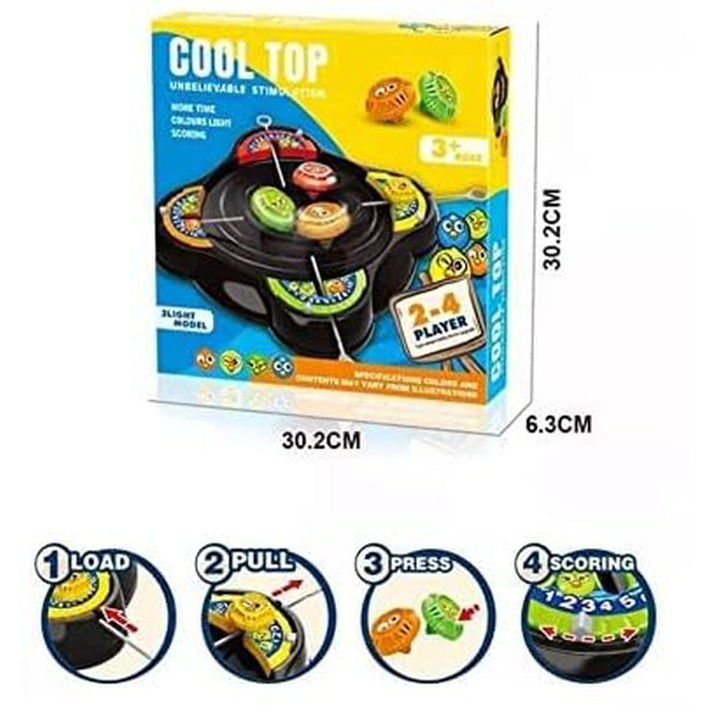 Cool Top Spinning BeyBlades Game Gyro Battle Toy On Classic Super Arena Disk with 4 BeyBlades Spinners & Launchers (Black)