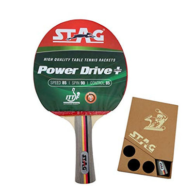 STAG ICONIC Power Drive plus Table Tennis Racquet with Wooden case