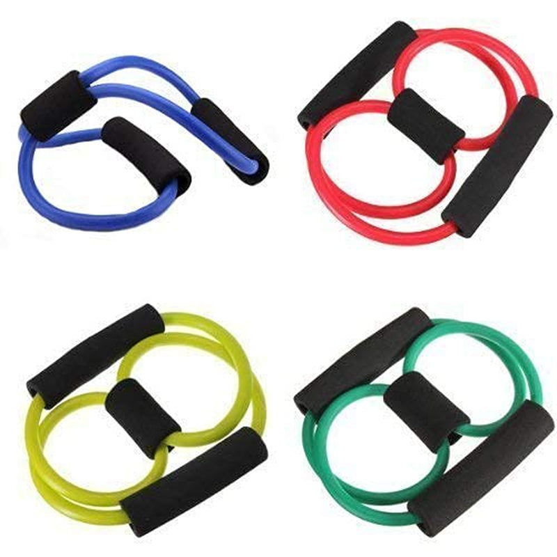 Fitfix Resistance Tube (8 Shaped) | Heavy Quality Exercise Band for Stretching Workout (Assorted Colors)