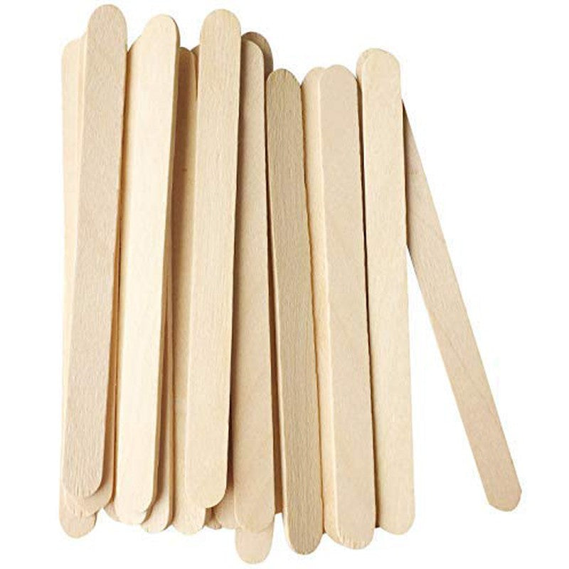 Natural Wood Ice Cream Sticks/Popsicle Sticks | 100 Pcs (Ideal for Arts & Craft, DIY and School Projects)