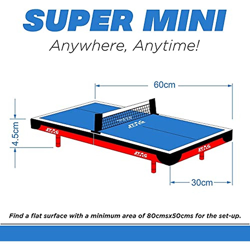 STAG ICONIC Super Mini Table Tennis Table| Portable Indoor Ping Pong Super Mini Table for Kids Fun Recreational Play| Included with TT Rackets and Balls| All in a Briefcase-Size Foldable Design