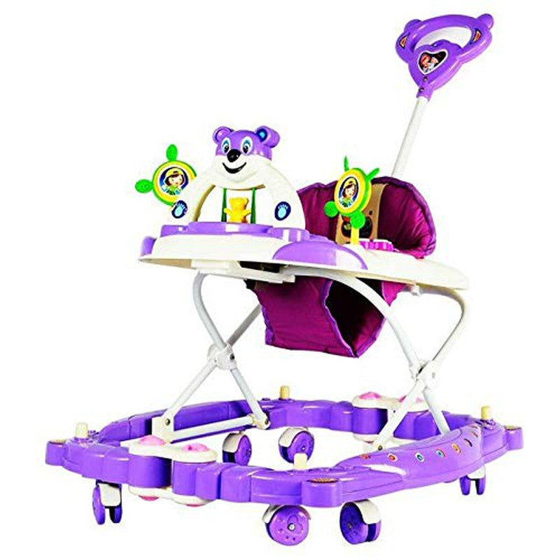 Baby Musical Rocker Cum Walker - Foldable & Height Adjustable (Purple & White)