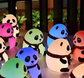 Panda Touch Lamp for Kids | Rechargeable Silicone Night Light with Scarf | Color Changing LED Bedside Lamp