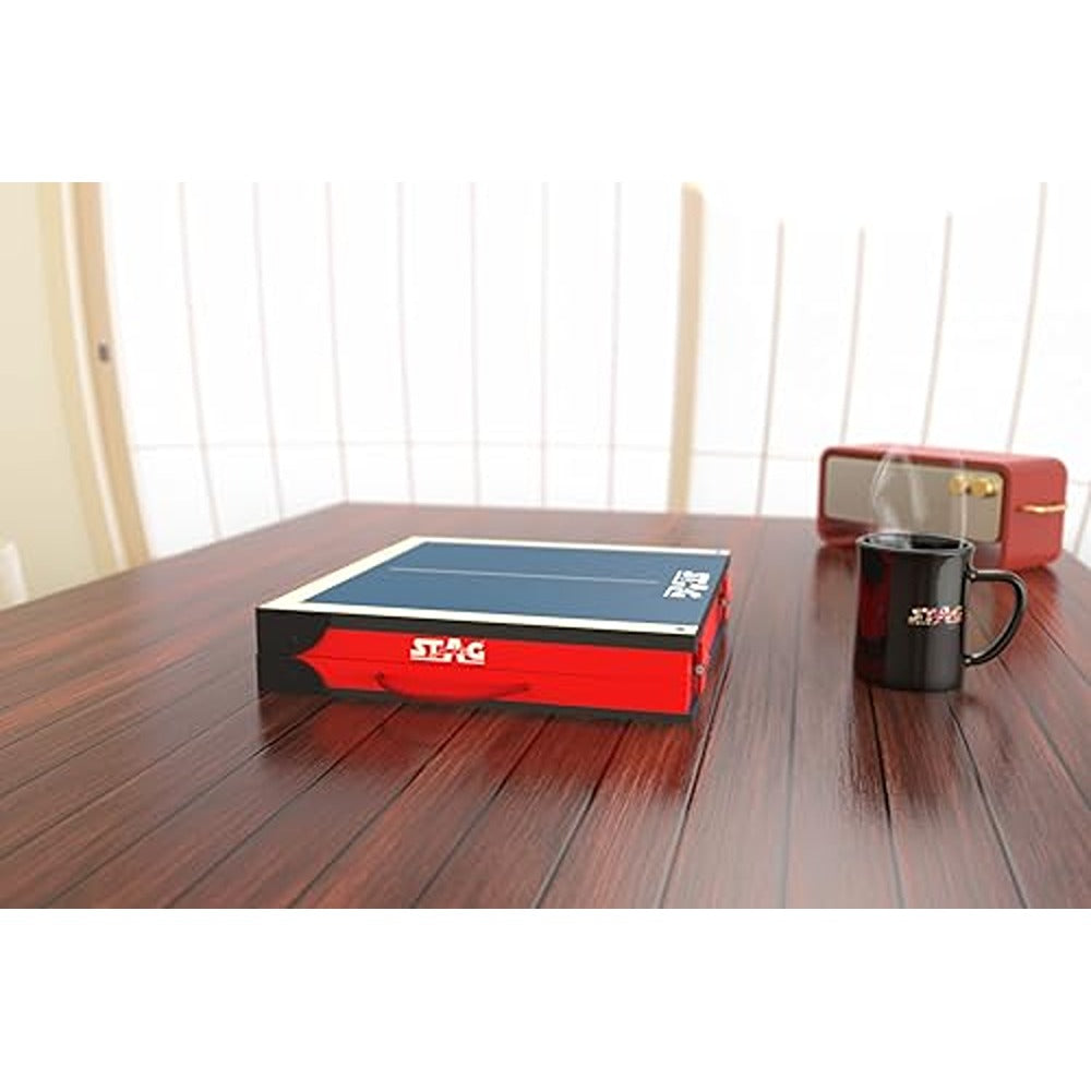 STAG ICONIC Super Mini Table Tennis Table| Portable Indoor Ping Pong Super Mini Table for Kids Fun Recreational Play| Included with TT Rackets and Balls| All in a Briefcase-Size Foldable Design