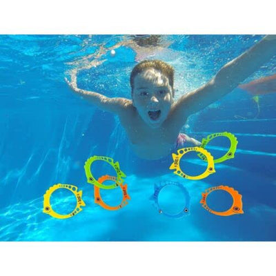 Fitfix Pool Diving Fishes (Set of 6) | Coloured Numbered Diving Vertical Fish For Swimming Training