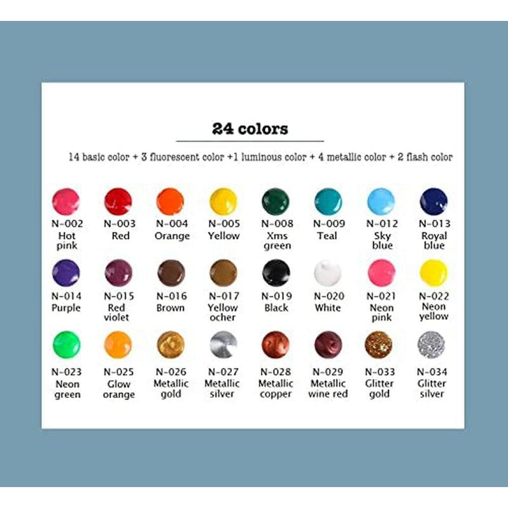 3D Fabric Paint - 24 Colours & 3 Brushes (6-10 Years)