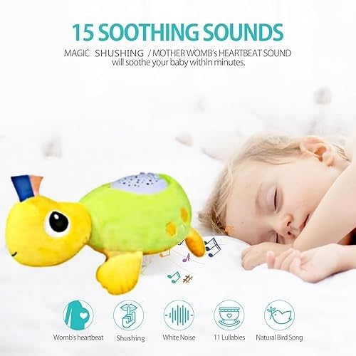 MUREN Interactive Musical Sleep Aid Plush Toy - Moon & Star Light Projector