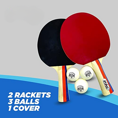 STAG ICONIC Tournament Professional Table Tennis Playset, 2 Racquets & 3 Balls (White)