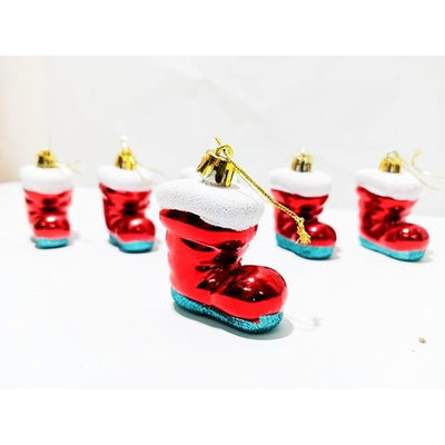 Set of 6 Santa Hanging Boots for Tree Decoration