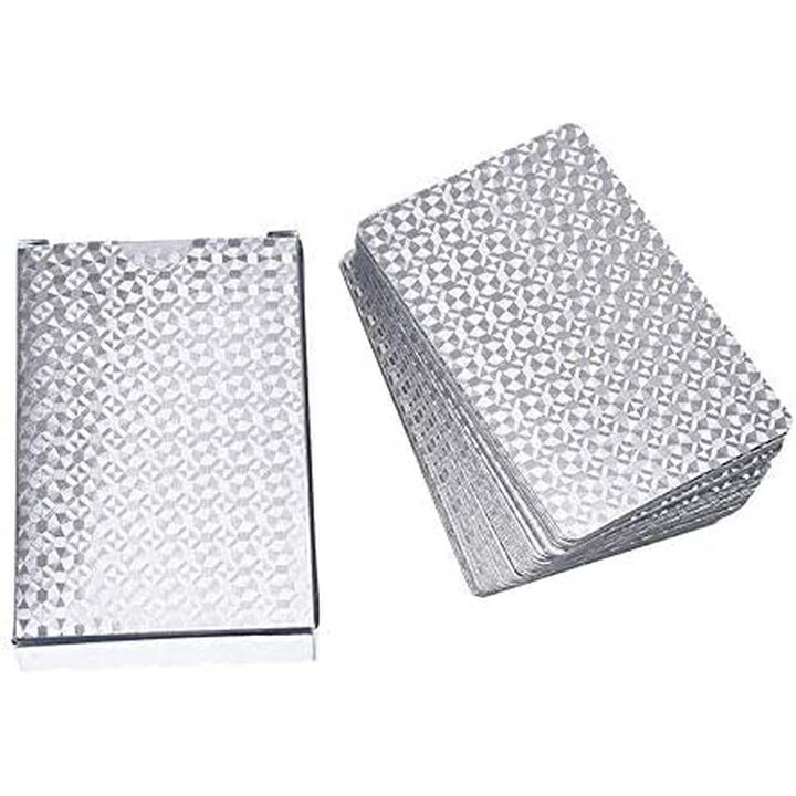 Luxury Silver Deck of Waterproof Washable Poker Cardss Use for Party Game - 2 pcs