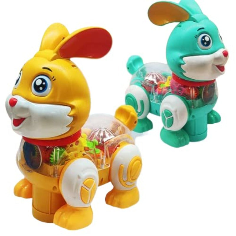 Bunny Toy for Kids – Musical Transparent Gear , 360 Degree Rotating