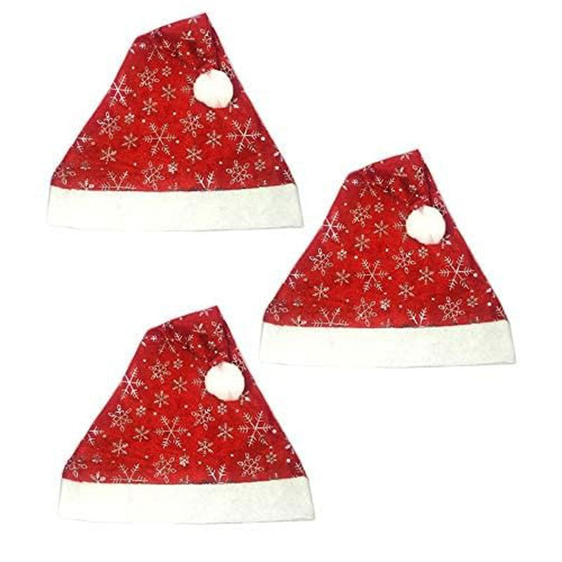 Set of 2 Red White Merry Christmas Hats - Free Size