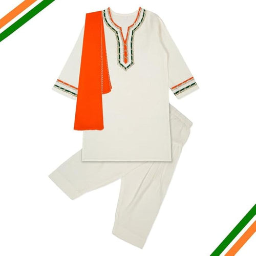 Little Ginnie Cotton Salwar Suit with Dupatta | White Ethnic Wear