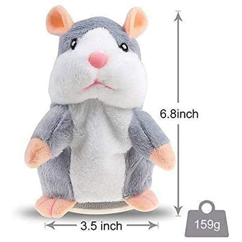 Talking Hamster Repeats What You Say (Educational Talking Toy) - Grey