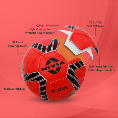 Nivia Football Size-5 (Red) Airstrike (11-13 Years)