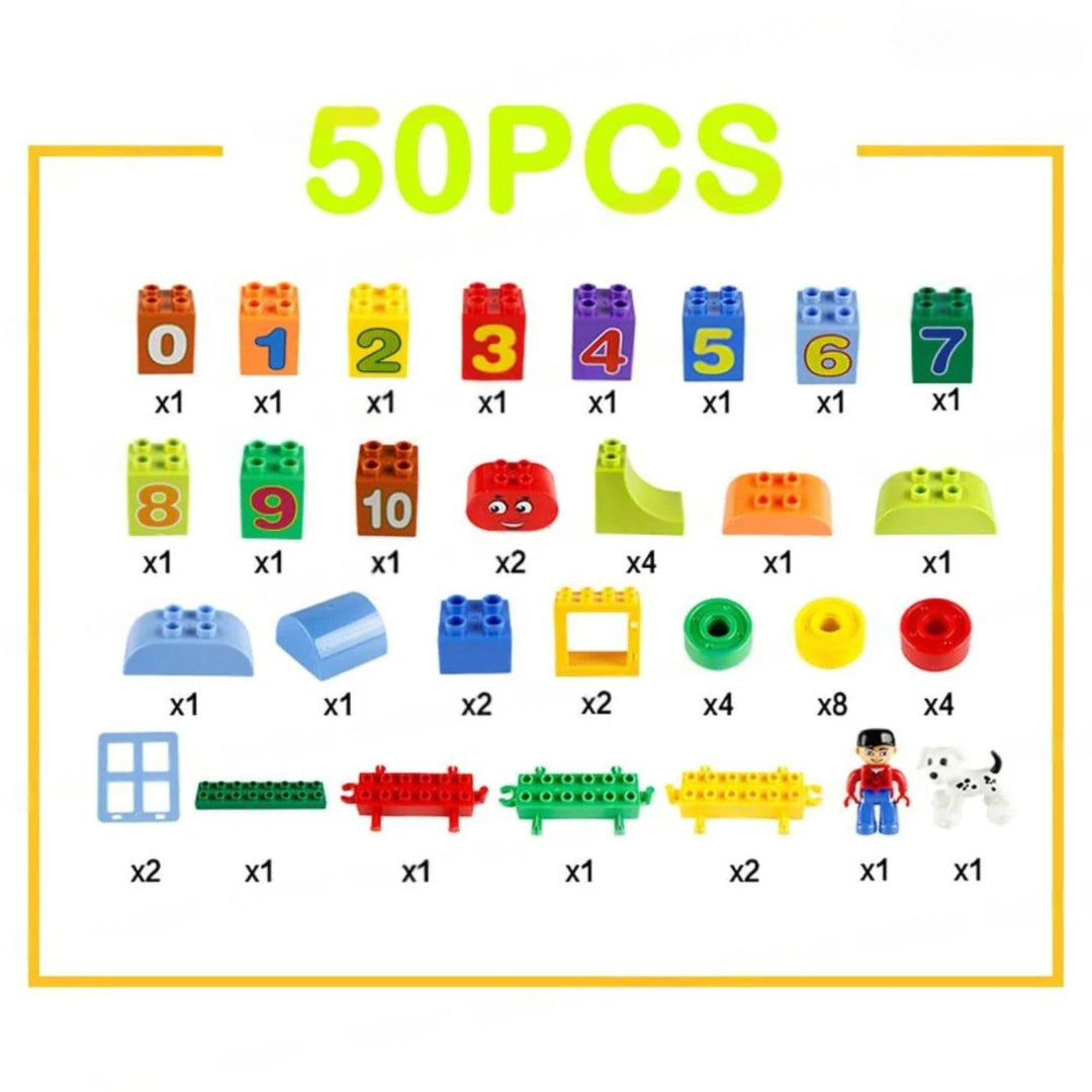 FunBlast 50 Pieces Train Building Blocks Vehicle Toy