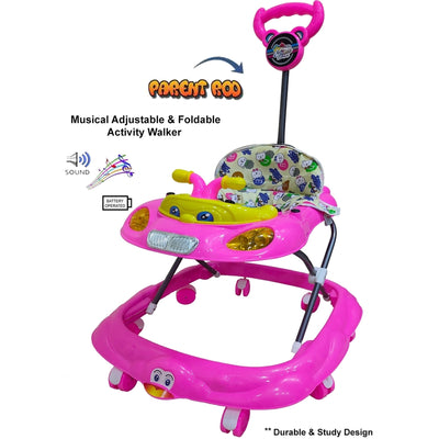 Buddy Musical Activity Walker With Parent Rod (Pink) - Height 65 cm