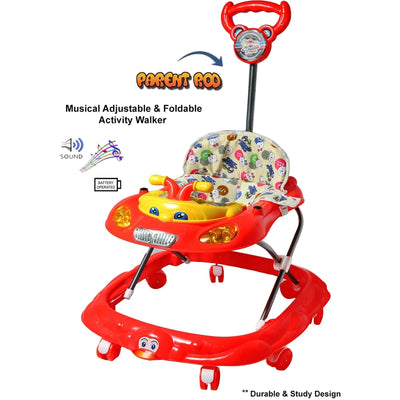 Buddy Musical Activity Walker With Parent Rod (Red) - Height 65 cm