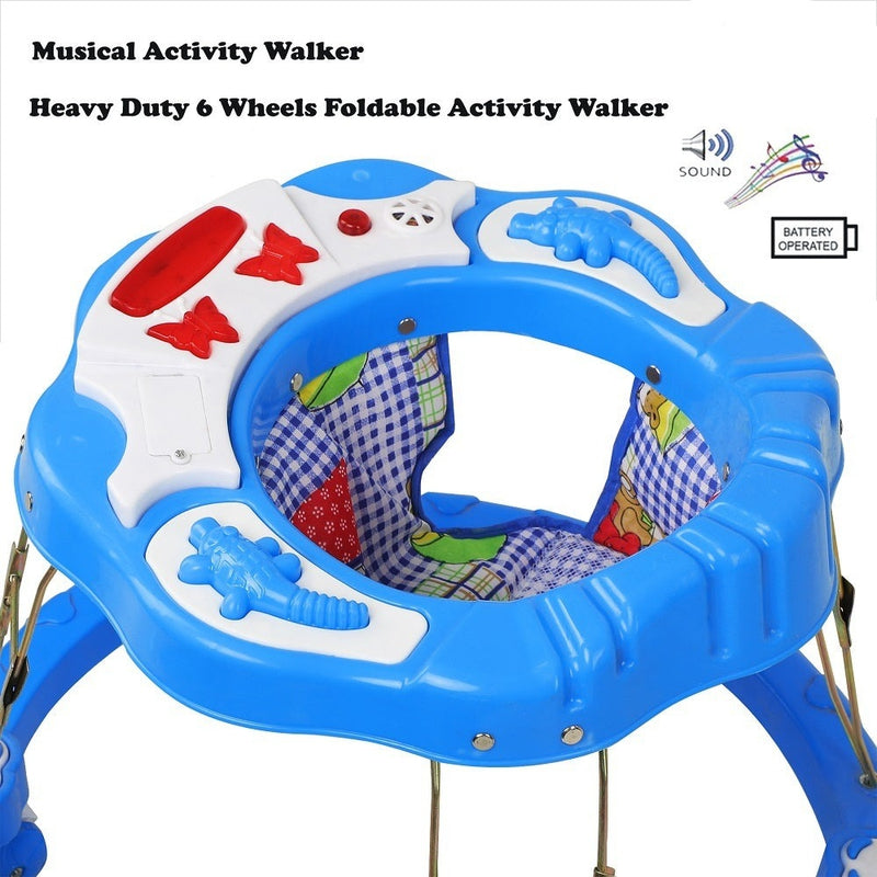 Flower Band Musical Activity Circular Walker (Sky Blue)