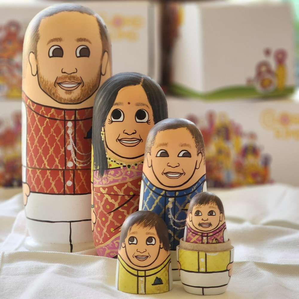 Personalised Wooden Nesting Dolls (Set of 5) - COD Not Available
