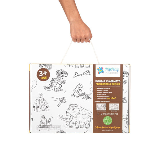 Prehistoric Series - DIY Doodle Placemats | Washable & Reusable Coloring Fun (5-8 Years)