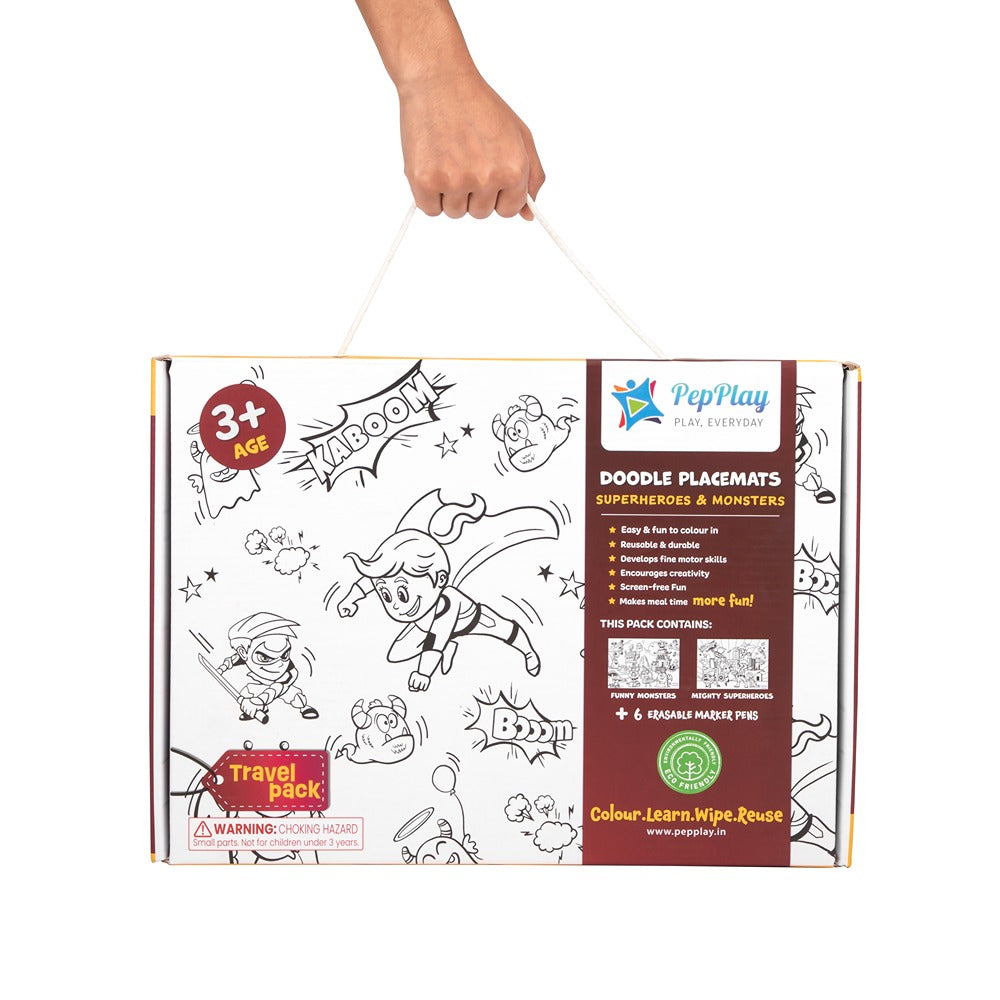 Doodle placemats - Superheroes & Monsters