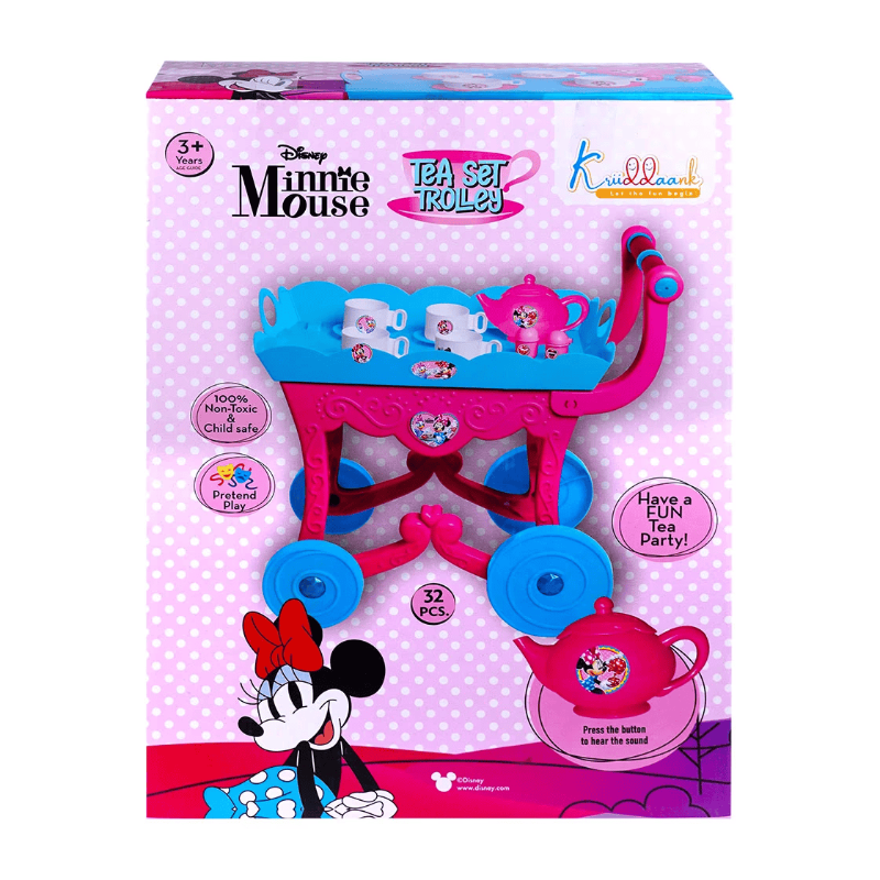 Original Minnie Mouse Trolley Tea Set with Tray - 25 Pieces | Licensed Disney Toy (3-6 Years)