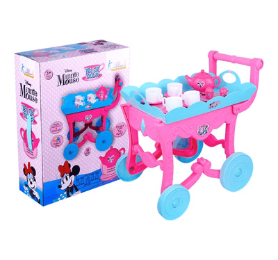 Original Minnie Mouse Trolley Tea Set with Tray - 25 Pieces | Licensed Disney Toy (3-6 Years)